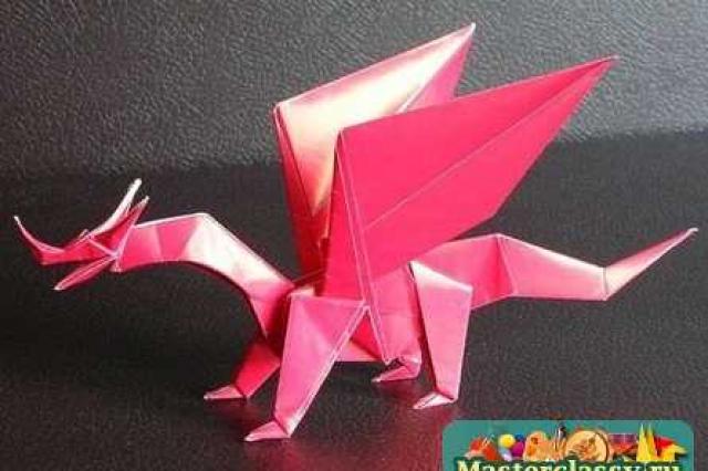 Как сделать дракона из бумаги в технике оригами начинающим Как сделать самого легкого из бумаги дракона